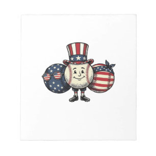 Patriotic Baseball Trio Vintage Vector Shirt_1 Notepad