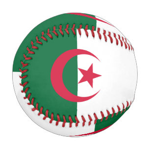 Patriotic baseball with flag of Algeria