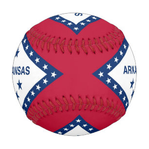 Patriotic baseball with flag of Arkansas, USA