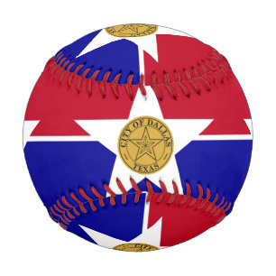 Patriotic baseball with flag of Dallas