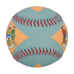 Patriotic baseball with flag of Delaware, USA