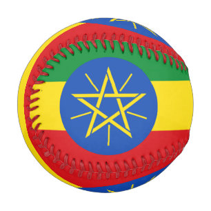 Patriotic baseball with flag of Ethiopia