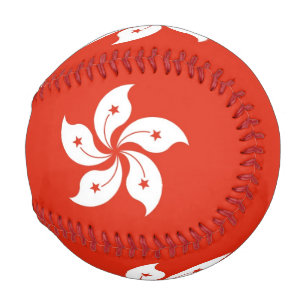 Patriotic baseball with flag of Hong Kong
