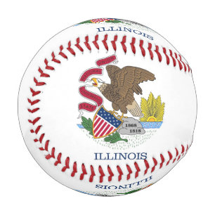 Patriotic baseball with flag of Illinois, USA