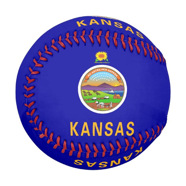 Patriotic baseball with flag of Kansas, USA (Front Left)