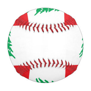 Patriotic baseball with flag of Lebanon
