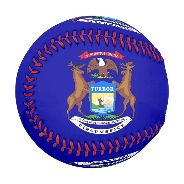 Patriotic baseball with flag of Michigan, USA (Front Left)