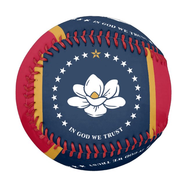 Patriotic baseball with flag of Mississippi, USA (Front Left)