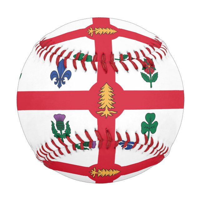 Patriotic baseball with flag of Montreal, Canada (Front)