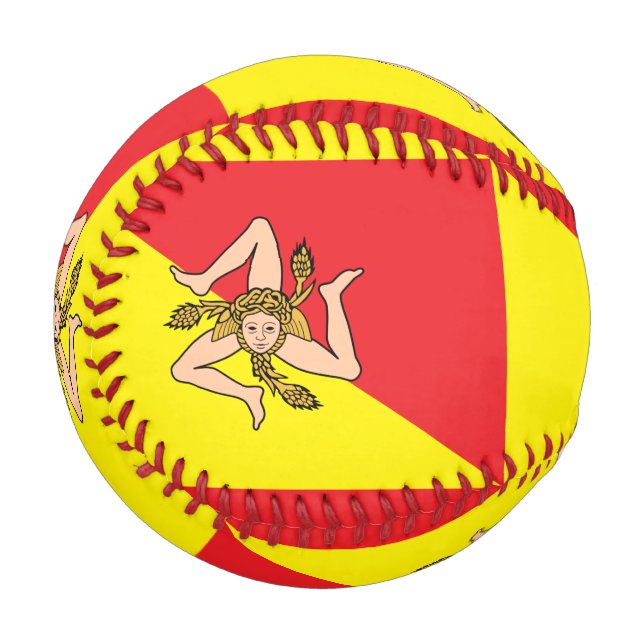 Patriotic baseball with flag of Sicily, Italy (Front Left)