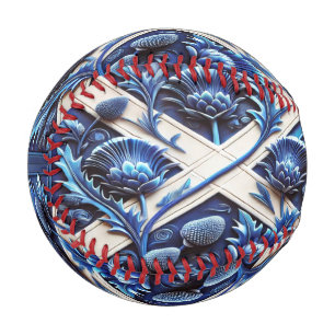 Patriotic baseball with Scottish Thistles Design