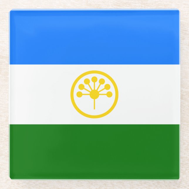 Patriotic Bashkortostan Flag Glass Coaster (Front)