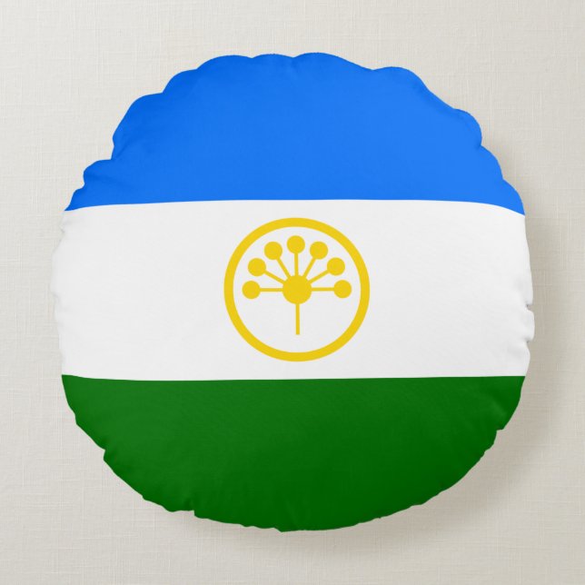 Patriotic Bashkortostan Flag Round Cushion (Front)