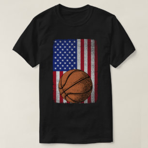 Patriotic Basketball 4th Of July American Flag  T-Shirt