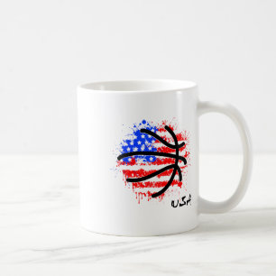 Patriotic Basketball 4th Of July Men Usa American Coffee Mug