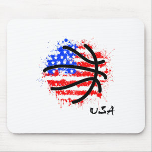 Patriotic Basketball 4th Of July Men Usa American Mouse Mat