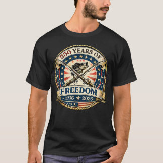 Patriotic Bass Fishing Reels 250 Years Of Freedom T-Shirt