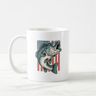 Patriotic Bass Fishing Sunglasses Vintage Vector D Coffee Mug