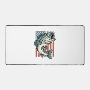 Patriotic Bass Fishing Sunglasses Vintage Vector D Desk Mat