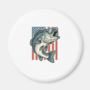 Patriotic Bass Fishing Sunglasses Vintage Vector D Magnet