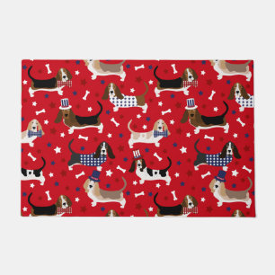 Patriotic Basset Hound Doormat