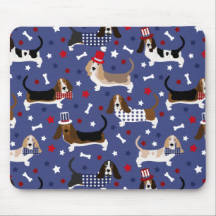 Patriotic Basset Hound Mouse Mat