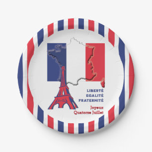 Patriotic BASTILLE DAY French Flag Paper Plate