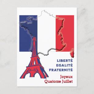 Patriotic BASTILLE DAY French Flag Postcard