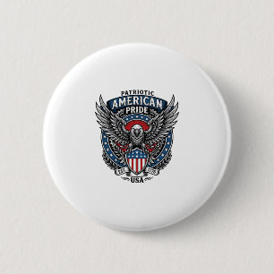 Patriotic Battle Hawk Patriotic Eagle & Hawk 4th o 6 Cm Round Badge