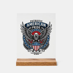Patriotic Battle Hawk Patriotic Eagle & Hawk 4th o Acrylic Sign
