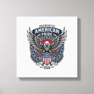 Patriotic Battle Hawk Patriotic Eagle & Hawk 4th o Canvas Print