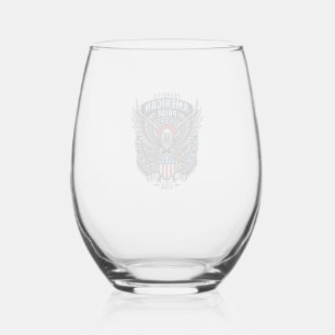 Patriotic Battle Hawk Patriotic Eagle & Hawk 4th o Stemless Wine Glass