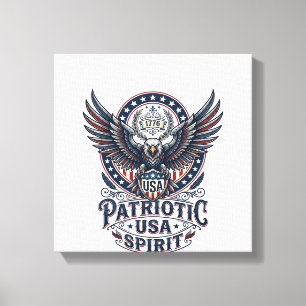 Patriotic Battle Hawk Patriotic Eagle & Hawk Ameri Canvas Print