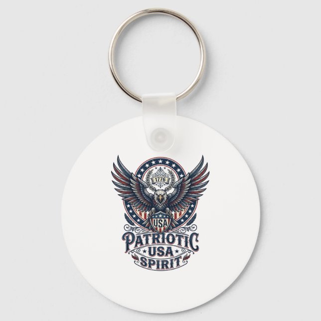 Patriotic Battle Hawk Patriotic Eagle & Hawk Ameri Key Ring (Front)