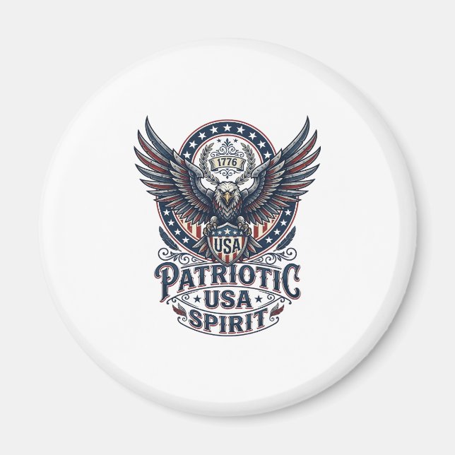 Patriotic Battle Hawk Patriotic Eagle & Hawk Ameri Magnet (Front)