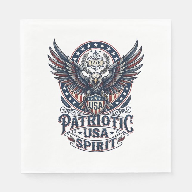 Patriotic Battle Hawk Patriotic Eagle & Hawk Ameri Napkin (Front)