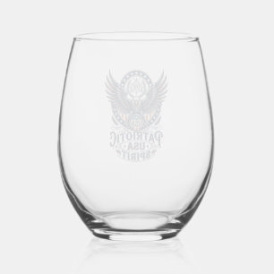Patriotic Battle Hawk Patriotic Eagle & Hawk Ameri Stemless Wine Glass