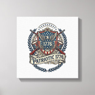 Patriotic Battle Shield 1776 Military Inspired Sym Canvas Print
