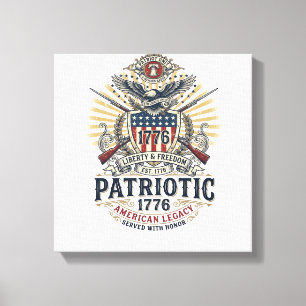 Patriotic Battle Shield 1776 Military Inspired Sym Canvas Print
