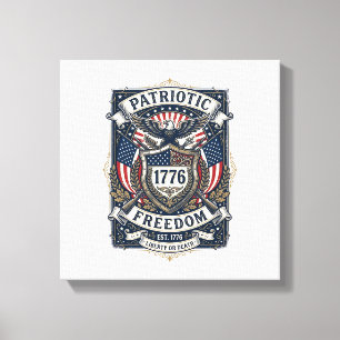 Patriotic Battle Shield 1776 Military Inspired Sym Canvas Print