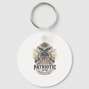 Patriotic Battle Shield 1776 Military Inspired Sym Key Ring