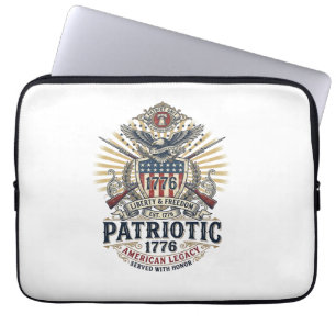 Patriotic Battle Shield 1776 Military Inspired Sym Laptop Sleeve