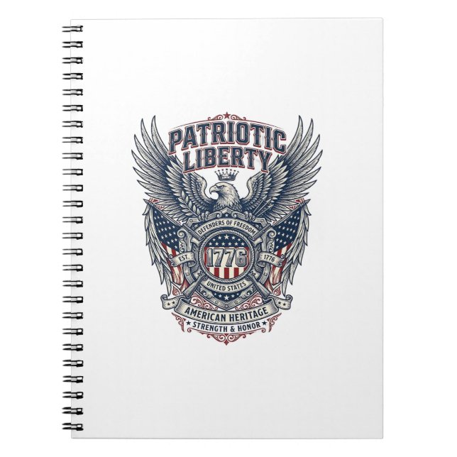 Patriotic Battle Shield 1776 Military Inspired Sym Notebook (Front)