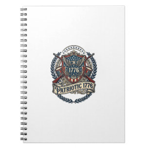 Patriotic Battle Shield 1776 Military Inspired Sym Notebook