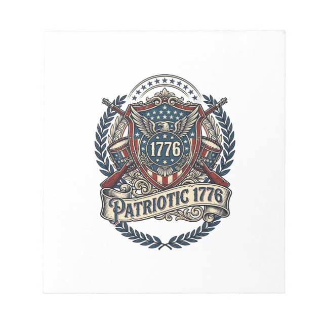 Patriotic Battle Shield 1776 Military Inspired Sym Notepad (Front)