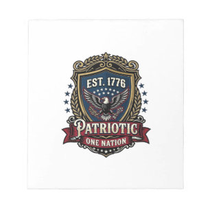 Patriotic Battle Shield 1776 Military Inspired Sym Notepad