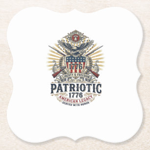 Patriotic Battle Shield 1776 Military Inspired Sym Paper Coaster