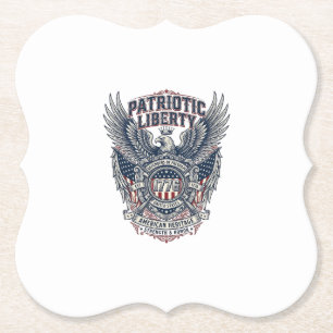 Patriotic Battle Shield 1776 Military Inspired Sym Paper Coaster