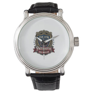 Patriotic Battle Shield 1776 Military Inspired Sym Watch