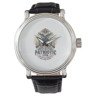 Patriotic Battle Shield 1776 Military Inspired Sym Watch